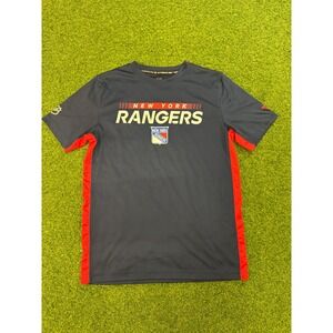 NHL New York Rangers Fanatics Authentic Pro Shirt Mens Medium Navy Blue Red Tee